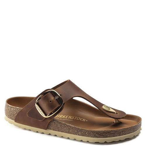 Birkenstock GIZEH BIG BUCKLE Cognac Oiled Leather Sandals
