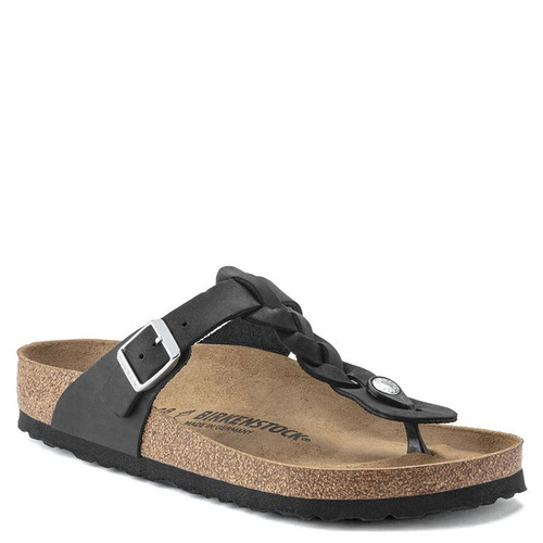 Birkenstock GIZEH BRAIDED Black Oiled Leather Sandals
