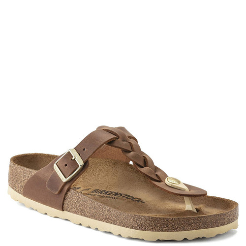 Birkenstock GIZEH BRAIDED Cognac Oiled Leather Sandals