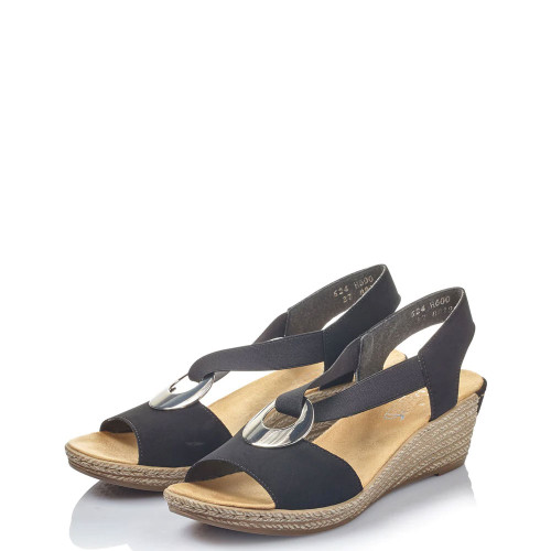 Rieker 624H6-00 FANNI Wedge Sandals Black