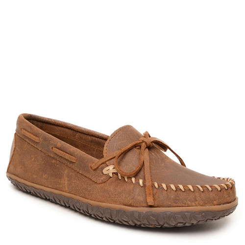 Minnetonka 793A Men's TIE TREAD Unlined Moccasins Brown Ruff