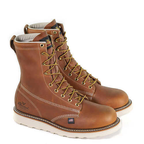 Thorogood 814-4364 USA AMERICAN HERITAGE 8" TOBACCO Soft Toe Non-Insulated Wedge Work Boots