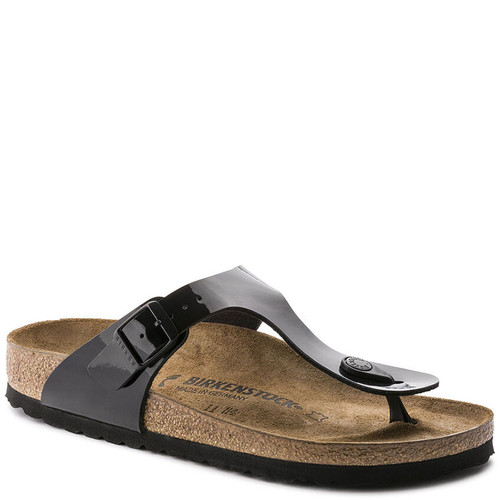 Birkenstock 0043661 GIZEH BIRKO-FLOR Black Patent Sandals