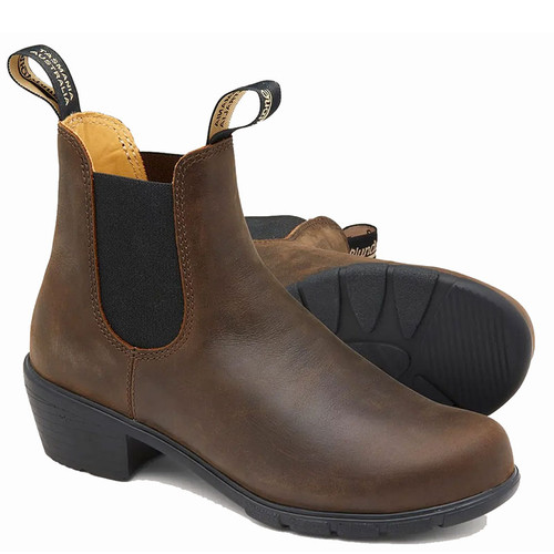 Blundstone 1673 LEATHER HEELED Boots Antique Brown Outsole
