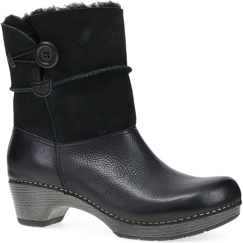 Dansko LILLITH Black Waxy Milled Shearling Boots