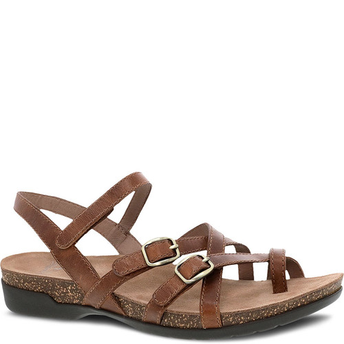 Dansko ROSLYN Tan Waxy Burnished Sandals