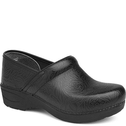 Dansko XP 2.0 BLACK FLORAL TOOLED LEATHER Clogs
