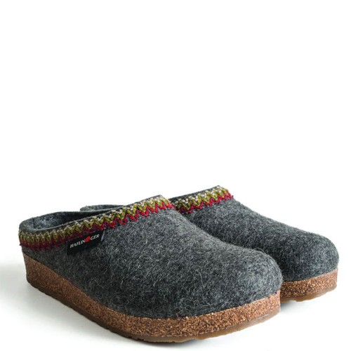 Haflinger 711053 ZIGZAG Women's Grey Felt Wool Clogs 