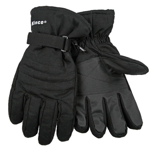 Kinco 1171 Hydroflector Lined Waterproof Black Duck Ski Gloves w/ Pull Strap