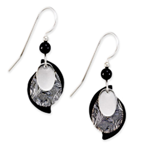 Silver Forest Black and Silver Teardrop Earrings