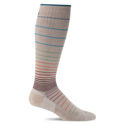 Sockwell SW1W040 Women's CIRCULATOR Moderate Graduated Tan Striped Compression Socks