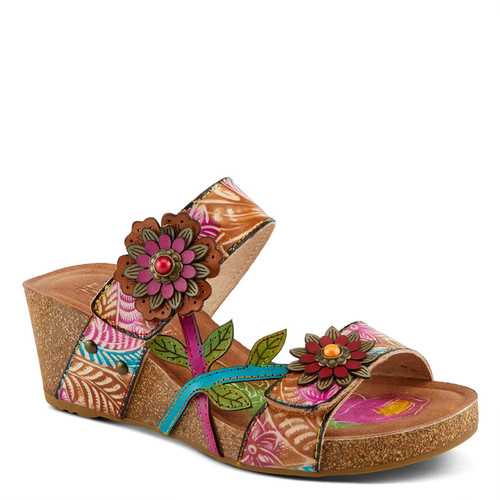 Spring Step Shoes L'ARTISTE MOAI Sandals Tan Multi 