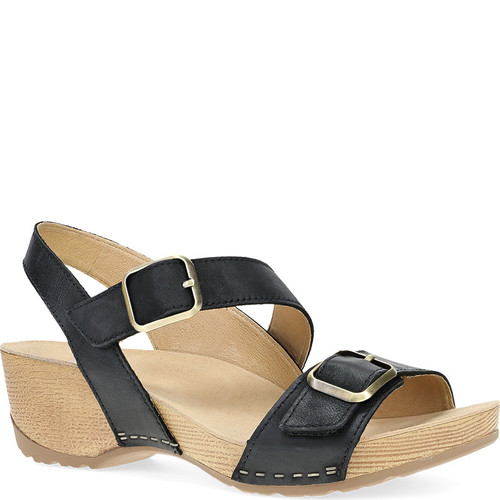 Dansko TRINITY Black Burnished Nubuck Sandals